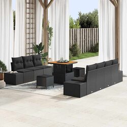 Versatile Outdoor Garden Sofa Set - 10 Piece Black Rattan