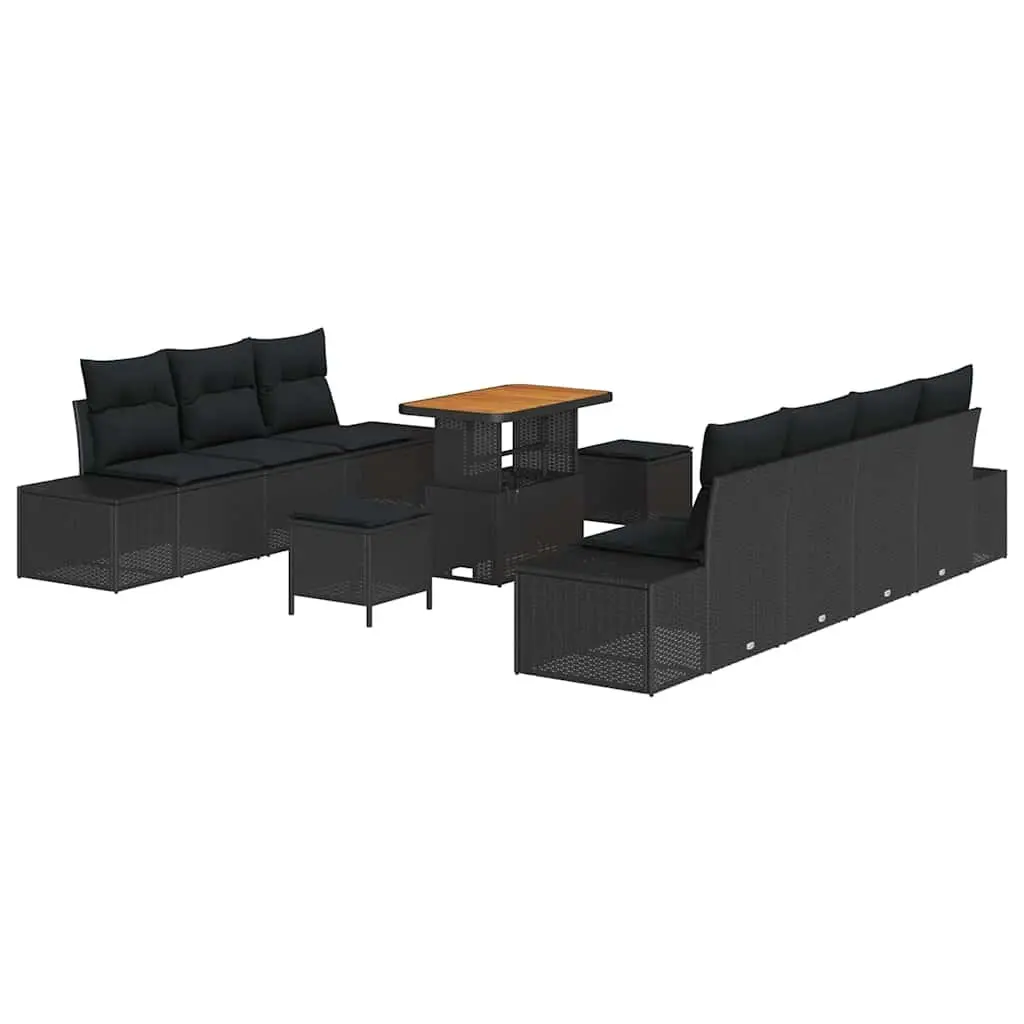 Outdoor Garden Sofa Set 10 Piece Modular Patio Seating Black Poly Rattan