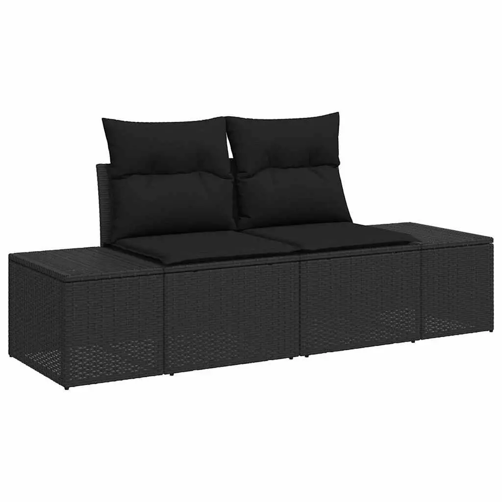 Outdoor Garden Sofa Set Modular Black Weatherproof Cushions