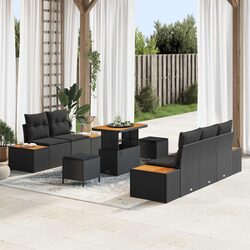 Garden Sofa Set 8 Pieces Outdoor Lounge Modular Seating with Storage Black