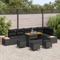 10-Piece Patio Lounge Seating Suite in Black