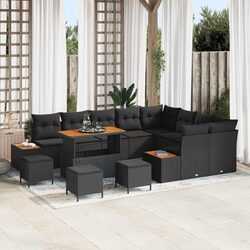 Garden Sofa Set 13pcs Black Poly Rattan Outdoor Seating Modular Furniture