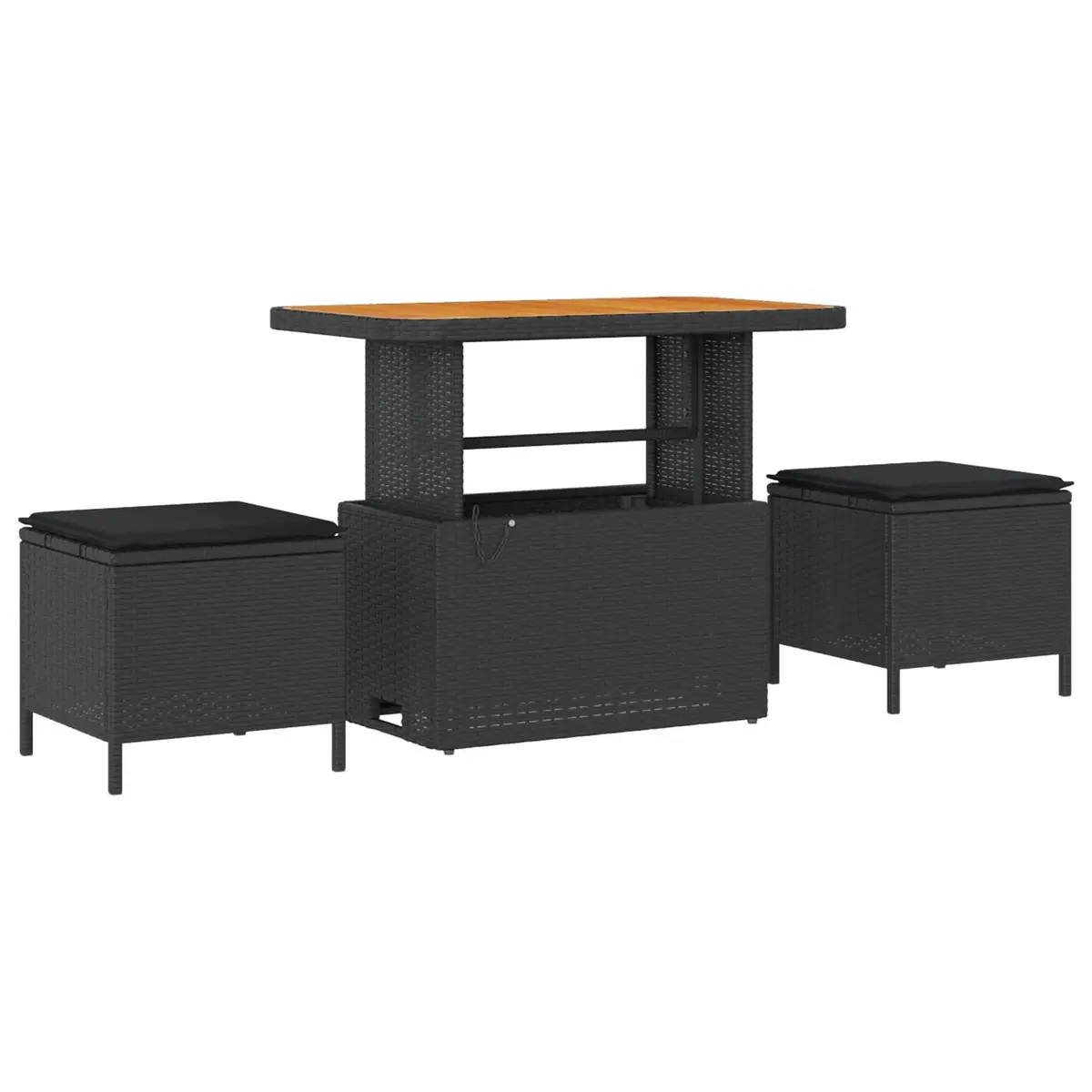 Modular Garden Sofa Set 10 Piece Black Poly Rattan Outdoor Furniture with Height Adjustable Table and Cushions