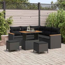 Outdoor Sofa Set 8 Pieces Modular Garden Furniture Black Poly Rattan with