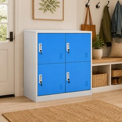 Locker Cabinet Storage Steel Modern Design Grey Blue 90x45x92.5cm Office Home