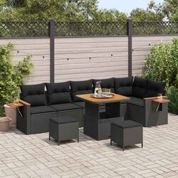 Outdoor Garden Sofa Set 11 Pieces Modular Poly Rattan Patio Seating Black