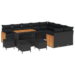Modular Garden Sofa Set 14pc Outdoor Seating Black Poly Rattan Cushions Patio