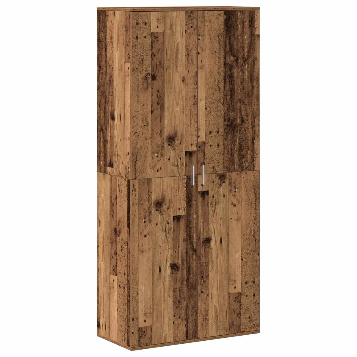 Highboard Storage Cabinet 80 x 39 x 178 cm Brown Engineered Wood Hinged Doors and Internal Shelves
