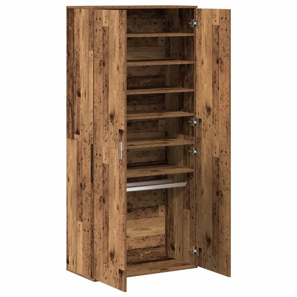 Highboard Storage Cabinet 80 x 39 x 178 cm Brown Engineered Wood Hinged Doors and Internal Shelves