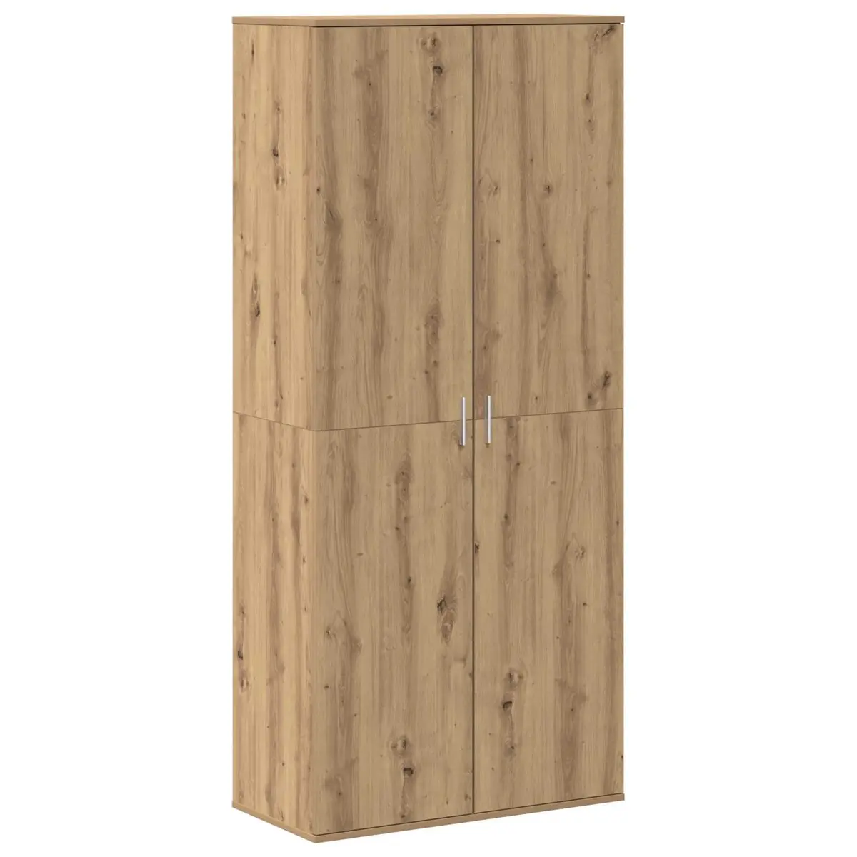 Highboard Storage Cabinet 80 x 39 x 178 cm Engineered Wood Beige Hinged Doors Multiple Shelves
