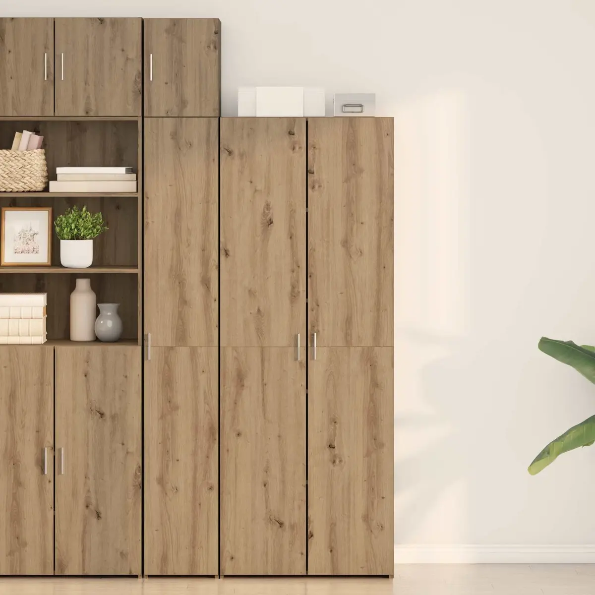 Highboard Buffet Cabinet 70 x 42.5 x 185 cm Rustic Oak Ample Storage for Dining Room