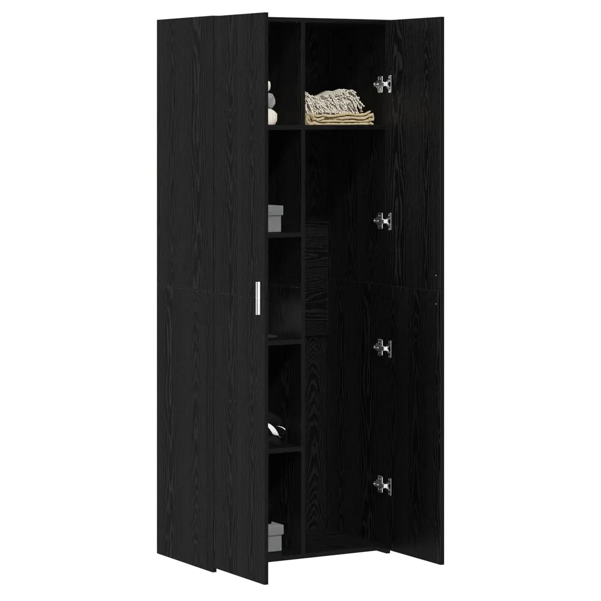 Highboard Buffet Cabinet 70x42.5x185cm Rustic Black Oak Storage for Dining Room