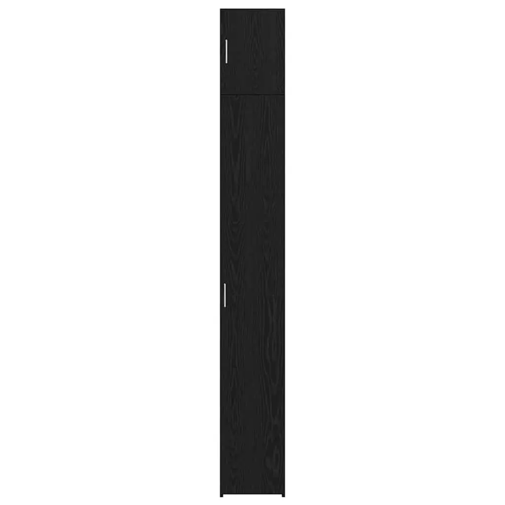 Storage Cabinet 2-Piece Black Oak Adjustable Shelves Living Room Furniture
