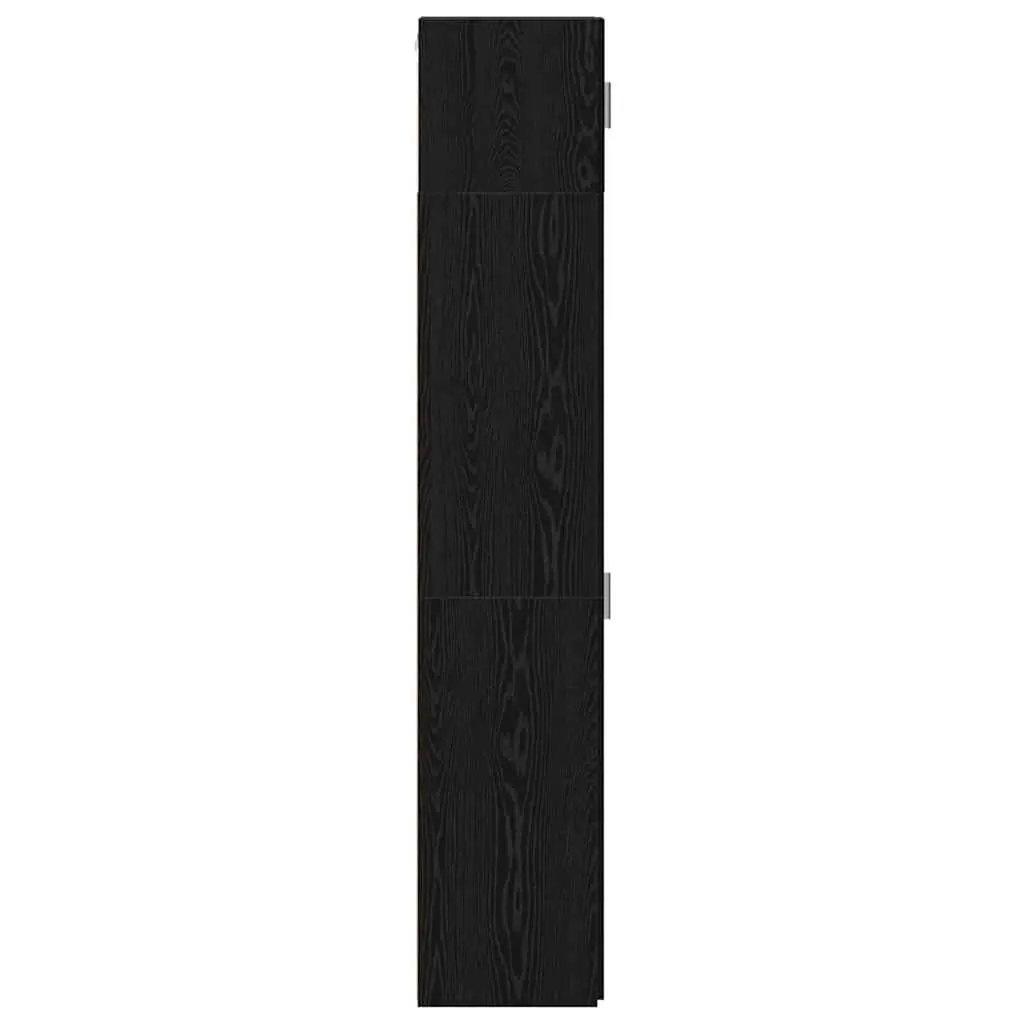 Storage Cabinet 2-Piece Black Oak Adjustable Shelves Living Room Furniture