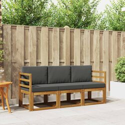 Outdoor Sofa Set 3 Piece Acacia Wood Garden Furniture with Cushions Terrace