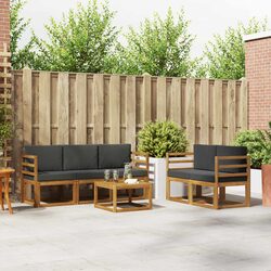 Outdoor Sofa Set 6 Piece Garden Furniture Patio Sectional with Cushions Brown