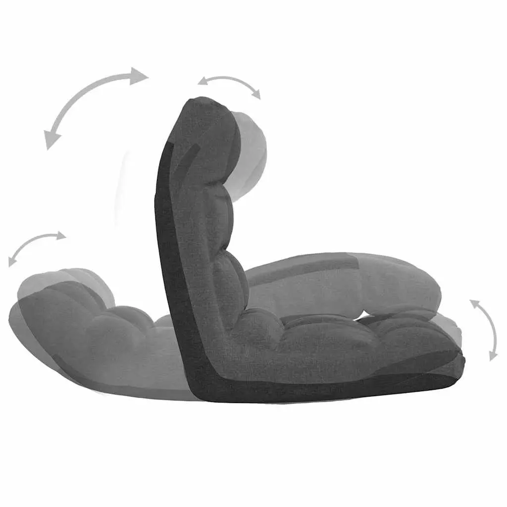 Folding Floor Chair Grey Fabric Padded Adjustable Reclining Seat
