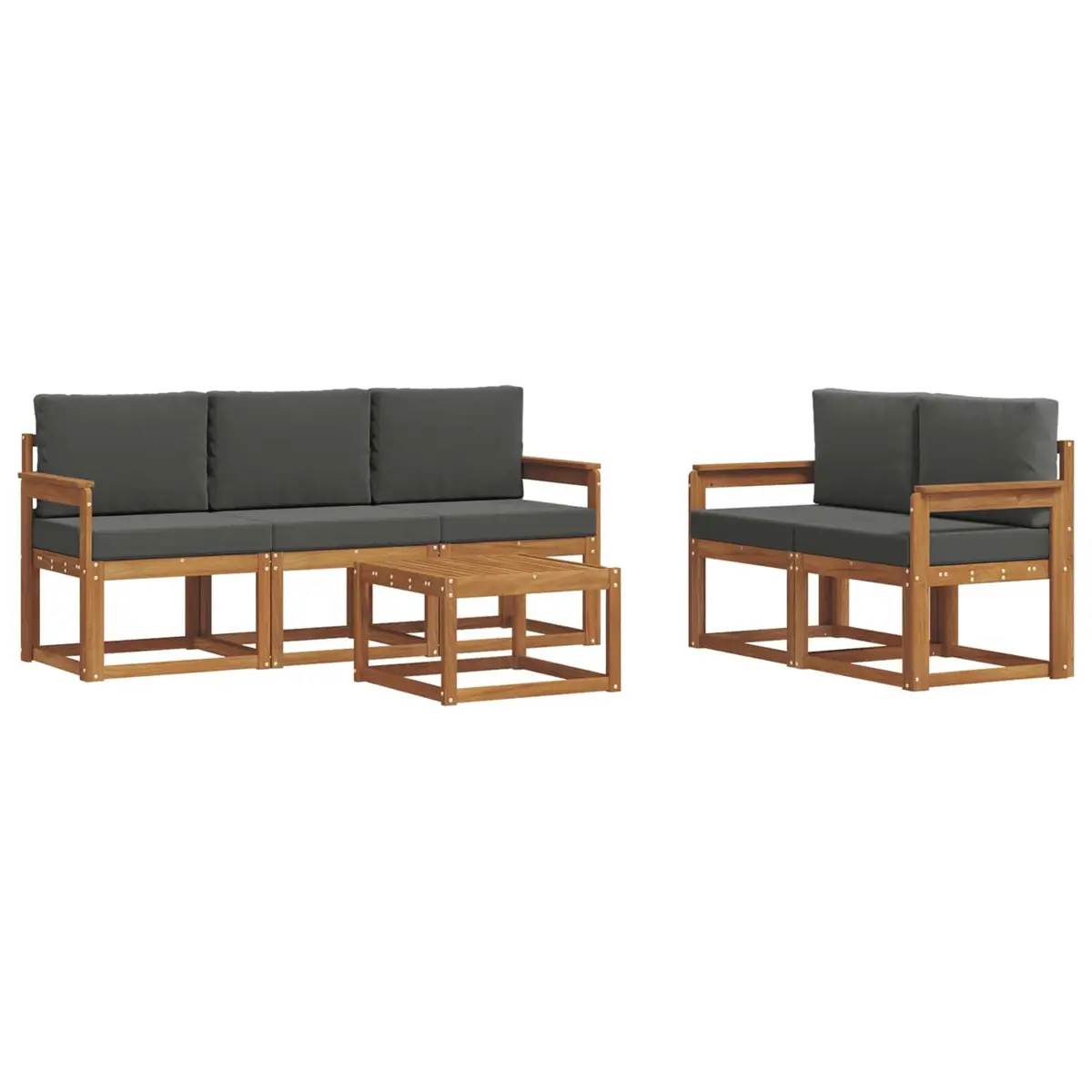 Outdoor Sofa Set 6 Piece Garden Furniture Modular Lounge with Cushions Brown