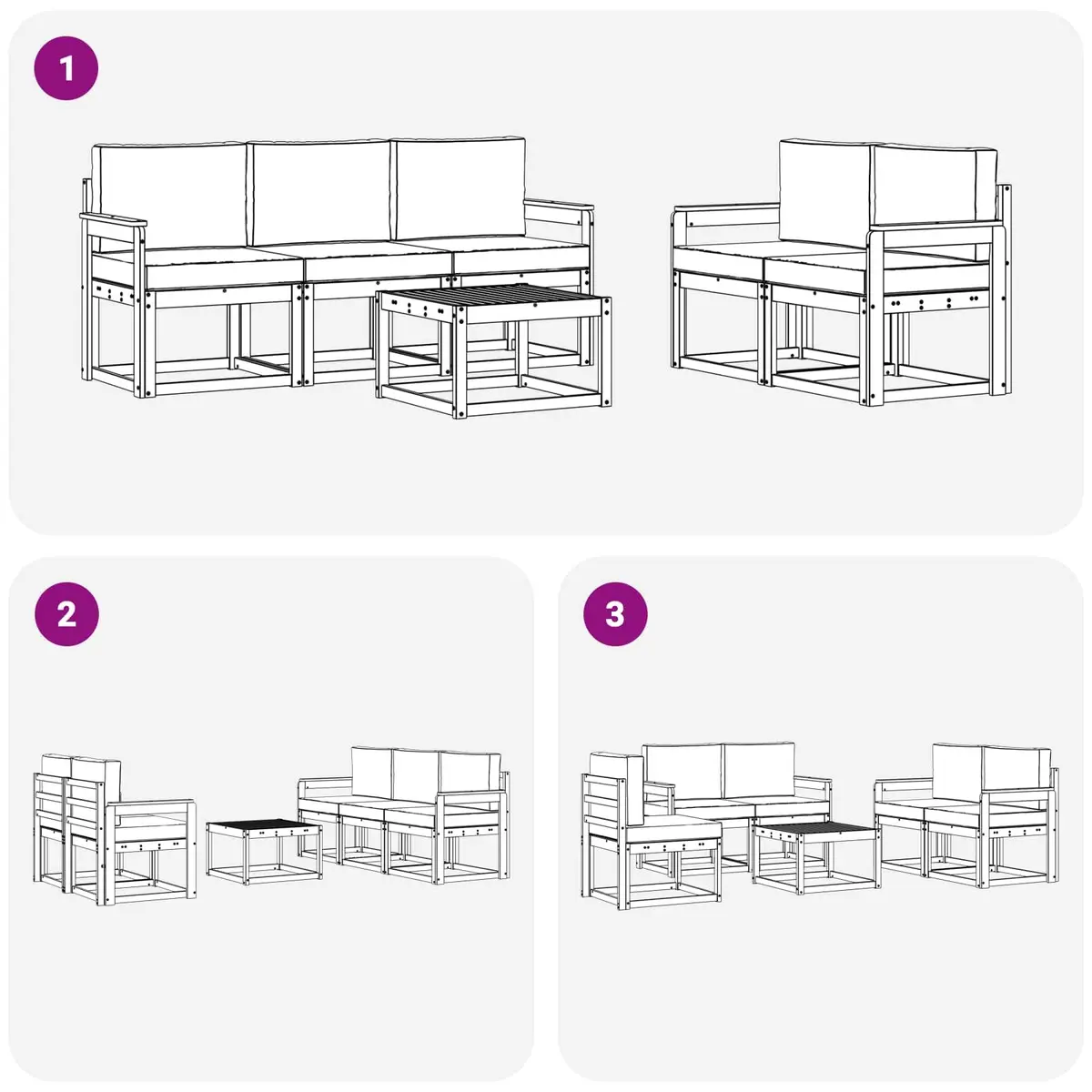 Outdoor Sofa Set 6 Piece Garden Furniture Modular Lounge with Cushions Brown
