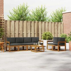 Outdoor Sectional Sofa Set 7 Piece Garden Patio Furniture Brown with Cushions