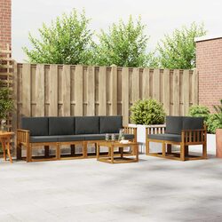 Garden Lounge 7-Piece Sofa Set with Brown Cushions