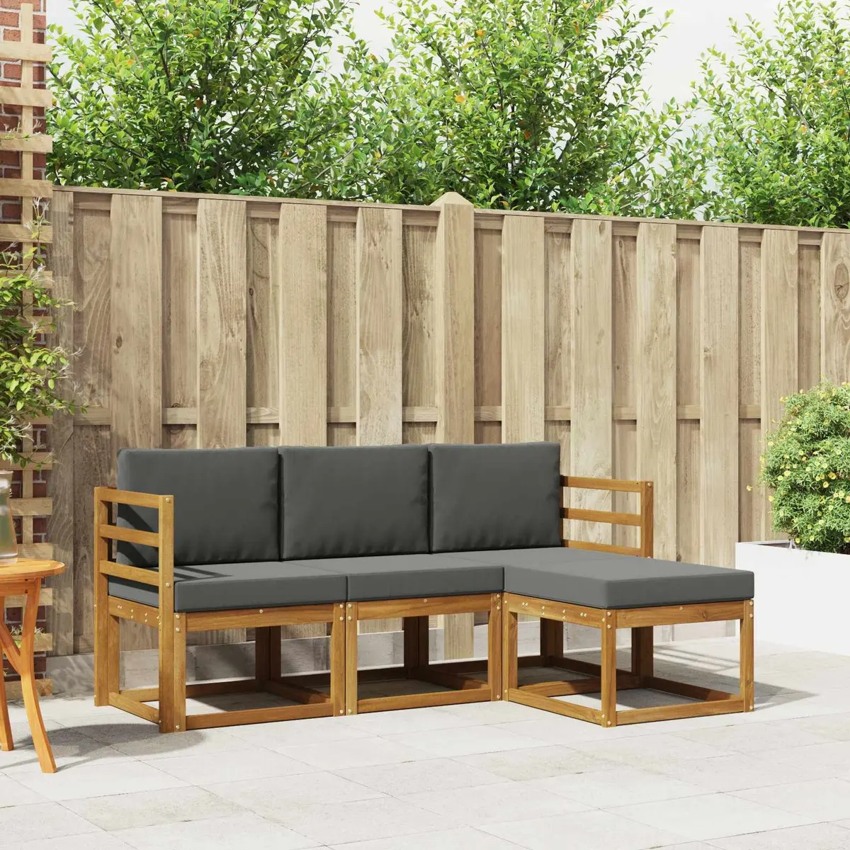 Outdoor Sofa Set 4 Piece Garden Furniture Acacia Wood Cushion Patio Lounge