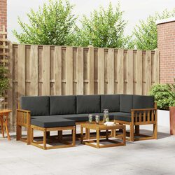 Garden Patio Lounge Set: 7-Piece Modular Sofa with Cushions