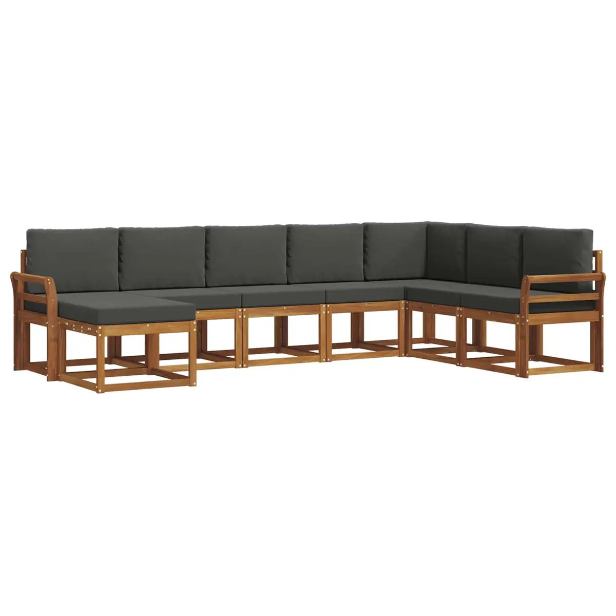 Outdoor Sofa Set 8 Piece Modular Garden Furniture with Cushions Natural Brown