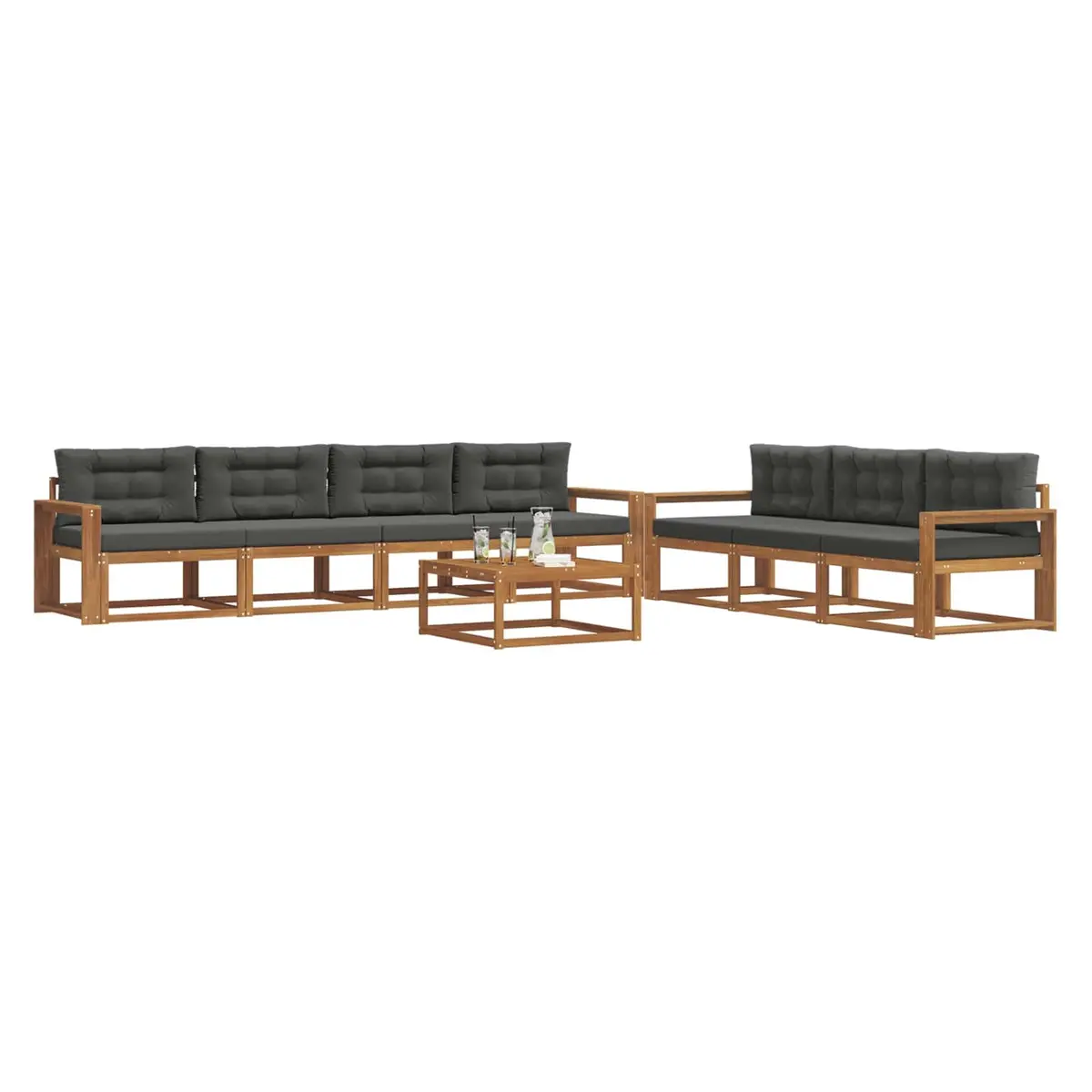 Outdoor Sectional Sofa Set 8 Pieces Modular Garden Patio Furniture Natural