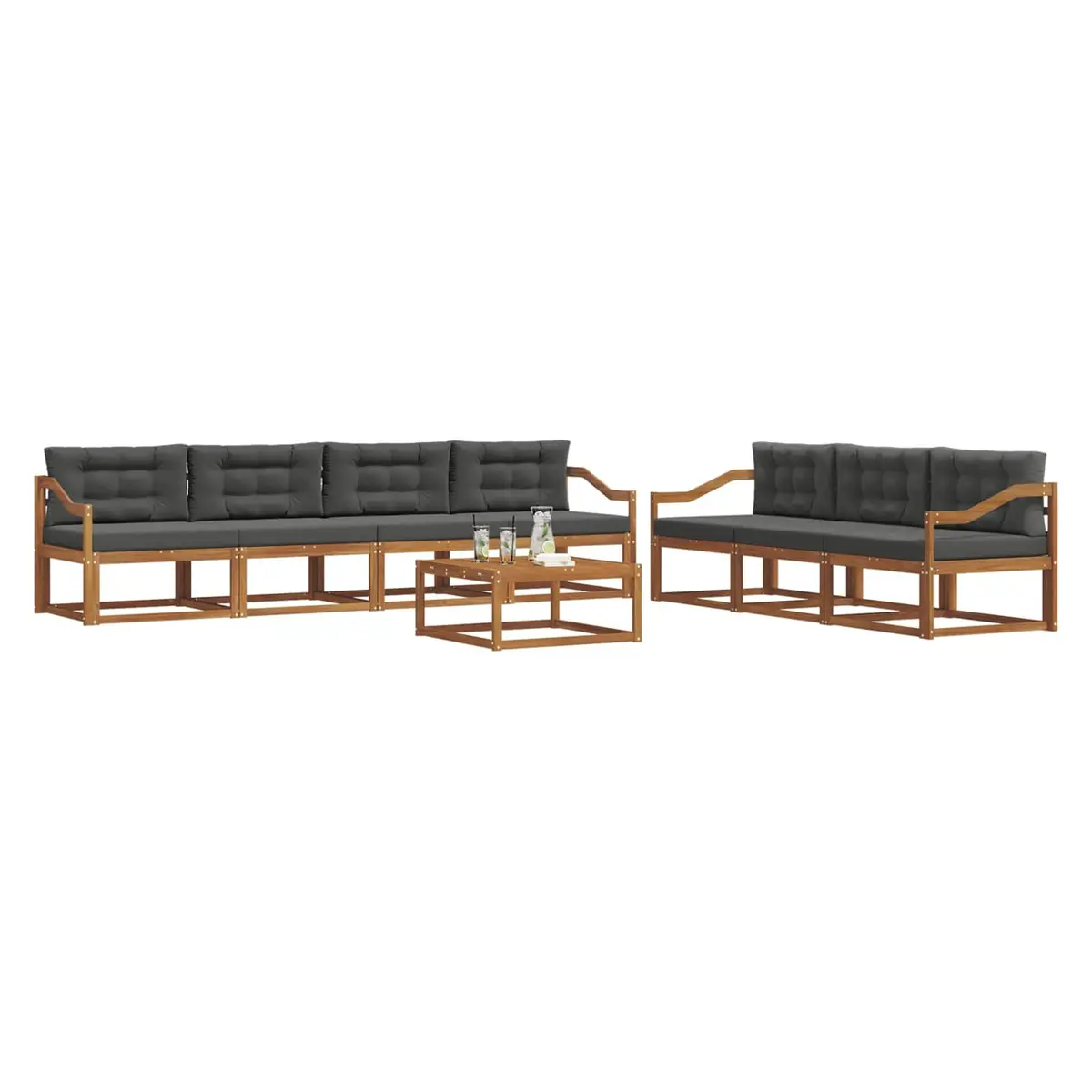 Outdoor Sectional Sofa Set 8 Piece Modular Garden Patio Furniture Natural