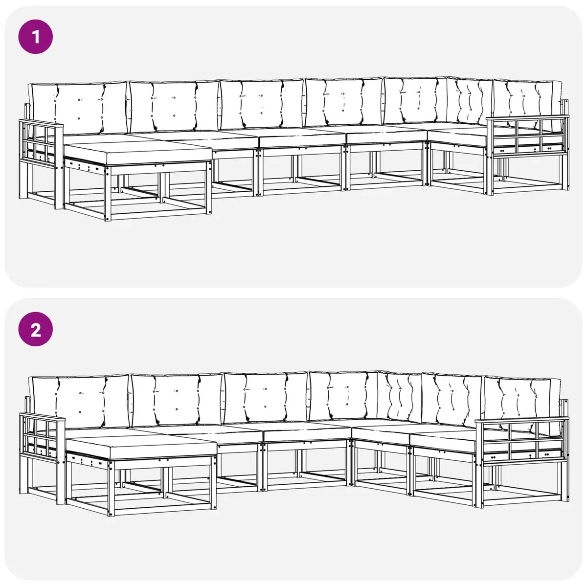 Outdoor Sectional Sofa Set 7 Piece Garden Furniture Modular Lounge with Cushions