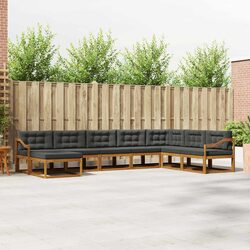 Outdoor Sectional Sofa Set 8 Pieces Brown Garden Patio Furniture with Cushions