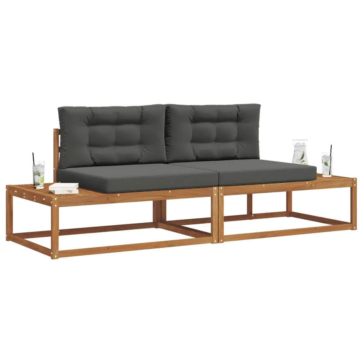 Outdoor Sectional Sofa Set Modular Garden Patio Seating with Cushions Slat Back