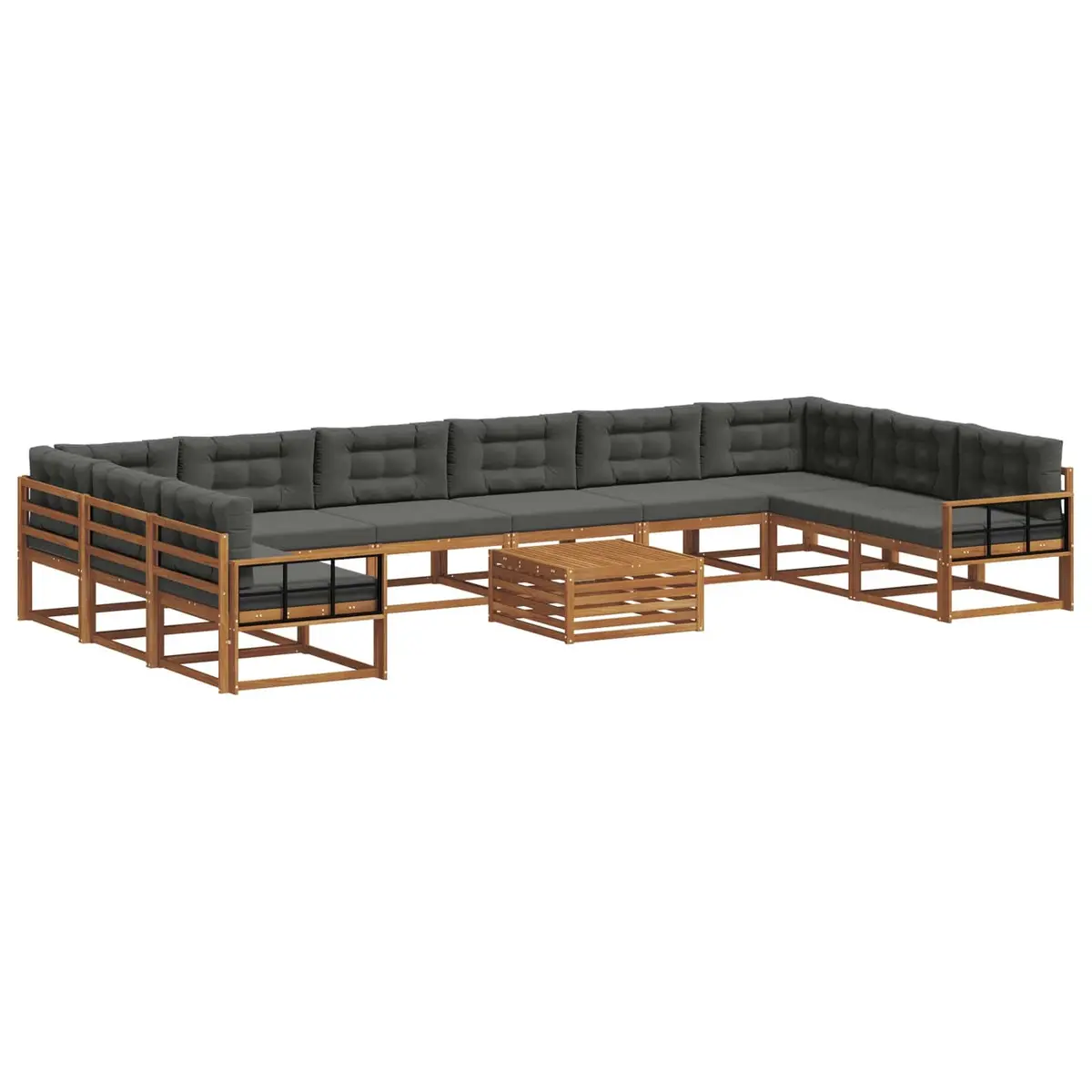 Outdoor Sectional Sofa Set 11 pcs Modern Garden Patio Furniture with Cushions