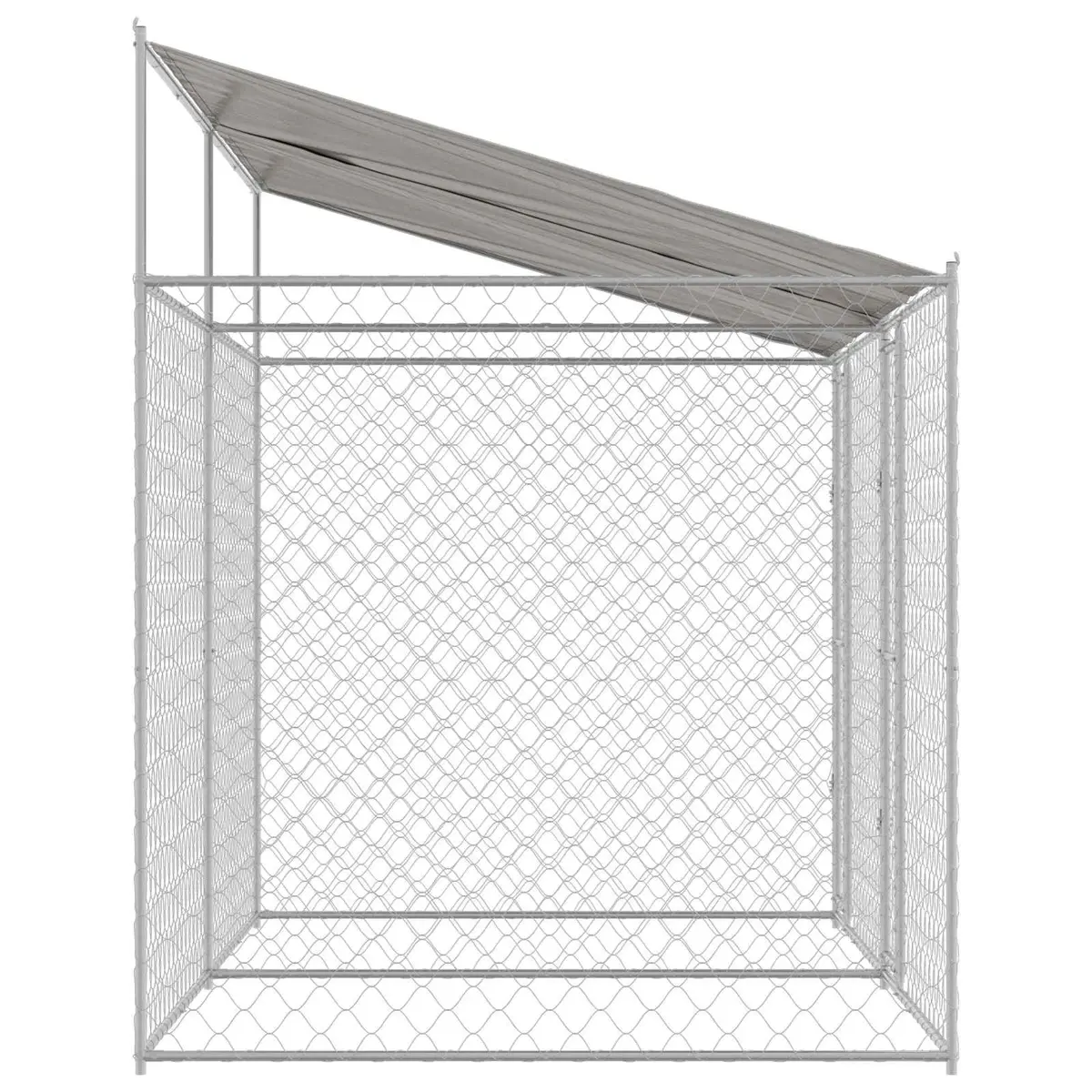 Dog Cage 400 x 200 x 256 cm Outdoor Pet Kennel Run Enclosure with Roof Steel Frame Lockable Door