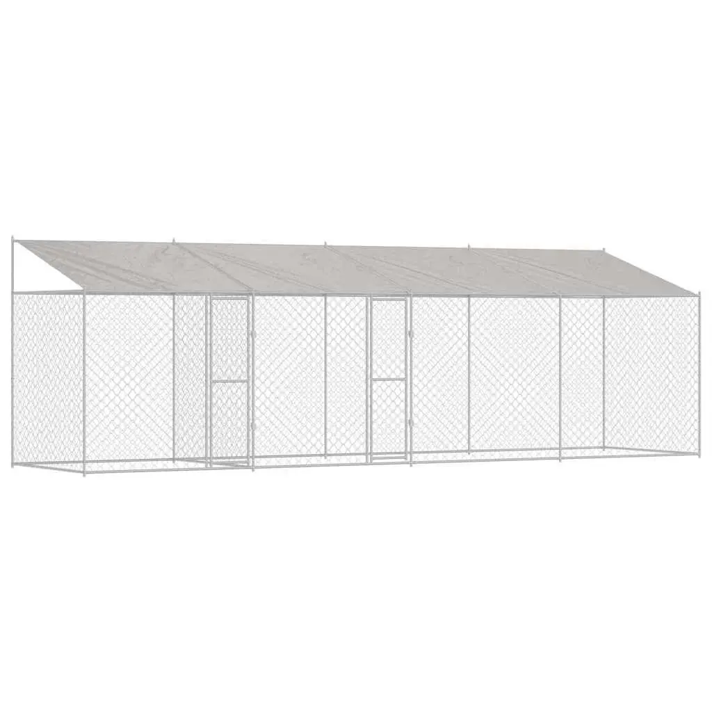Dog Cage 800 x 200 x 256 cm Outdoor Enclosure Lockable Door Silver