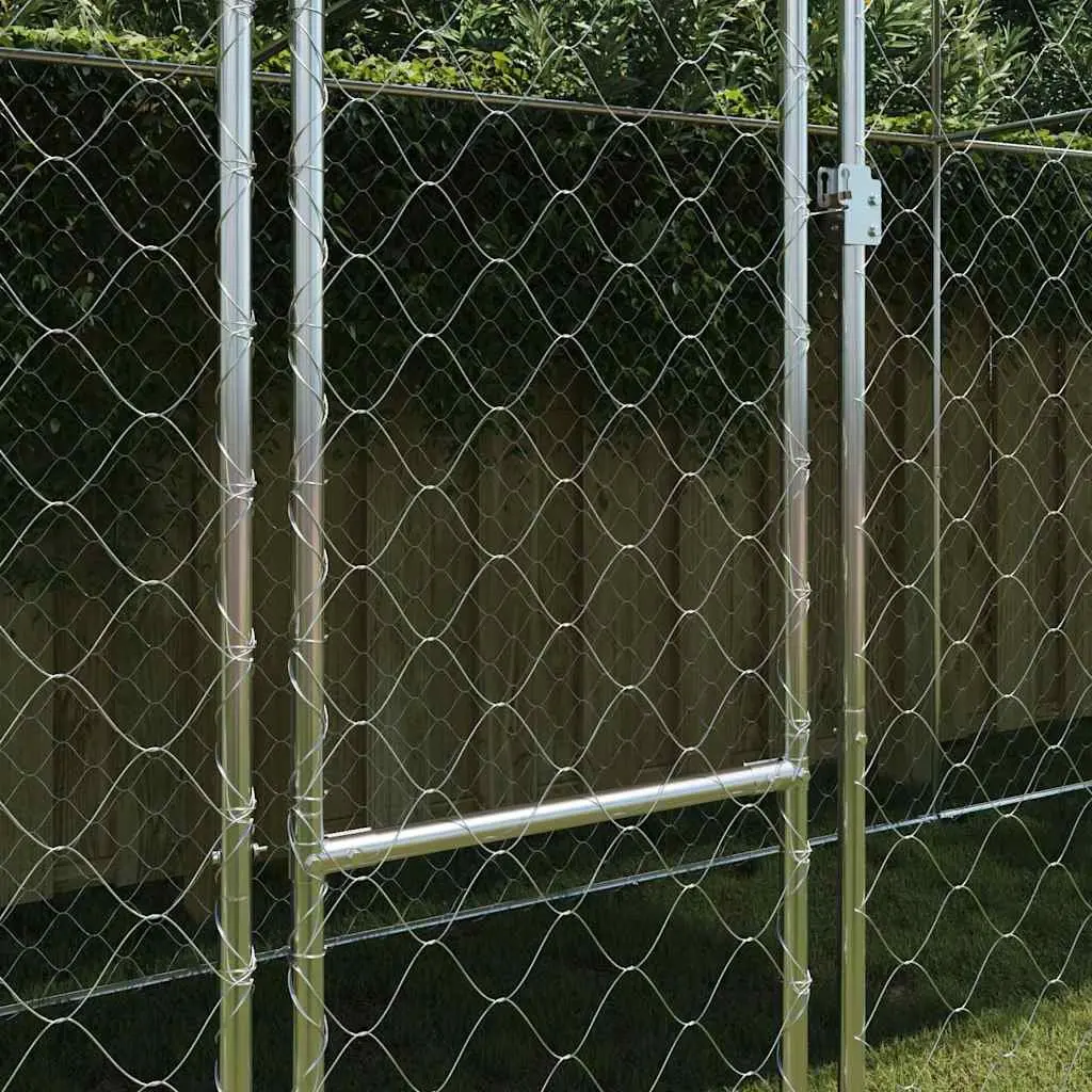 Dog Cage 800 x 200 x 256 cm Outdoor Enclosure Lockable Door Silver