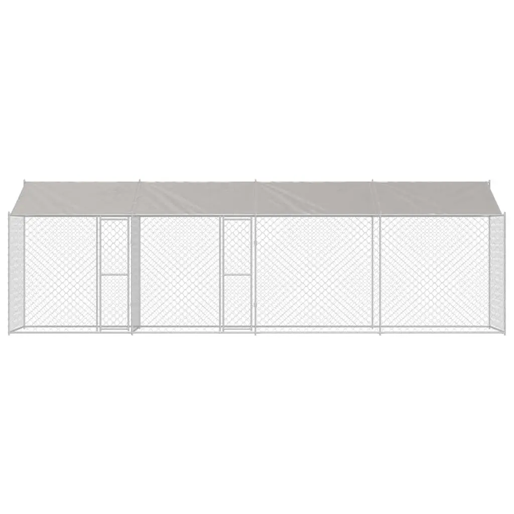 Dog Cage 800 x 200 x 256 cm Outdoor Enclosure Lockable Door Silver