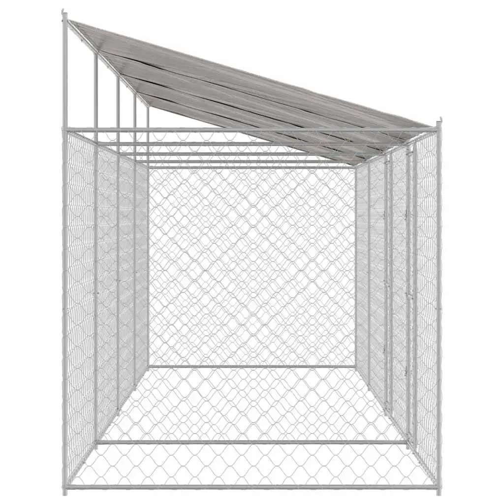 Dog Cage 800 x 200 x 256 cm Outdoor Enclosure Lockable Door Silver