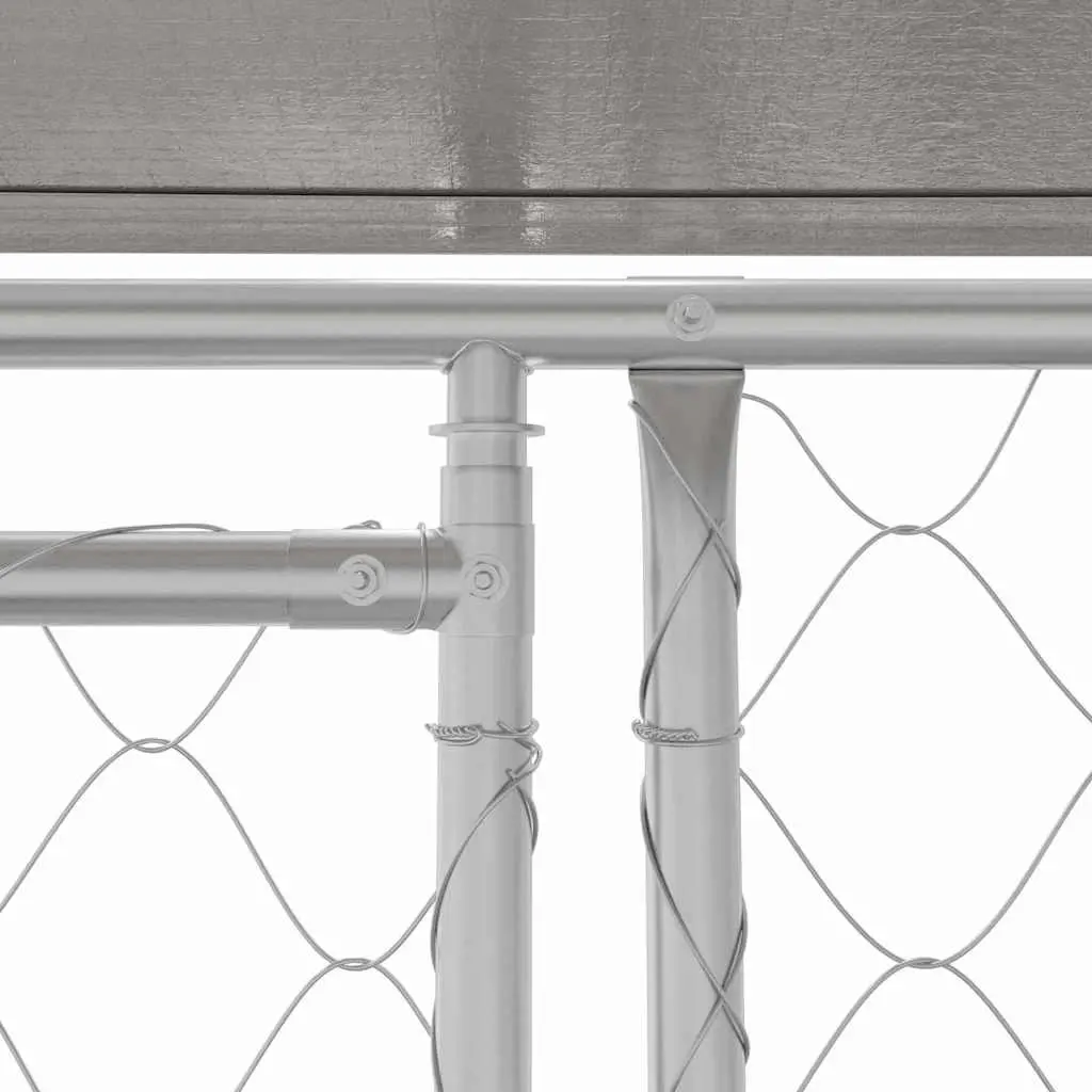 Dog Cage 800 x 200 x 256 cm Outdoor Enclosure Lockable Door Silver