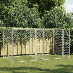 Stylish Silver Dog Run Pen for Large Breeds 400x200x200cm