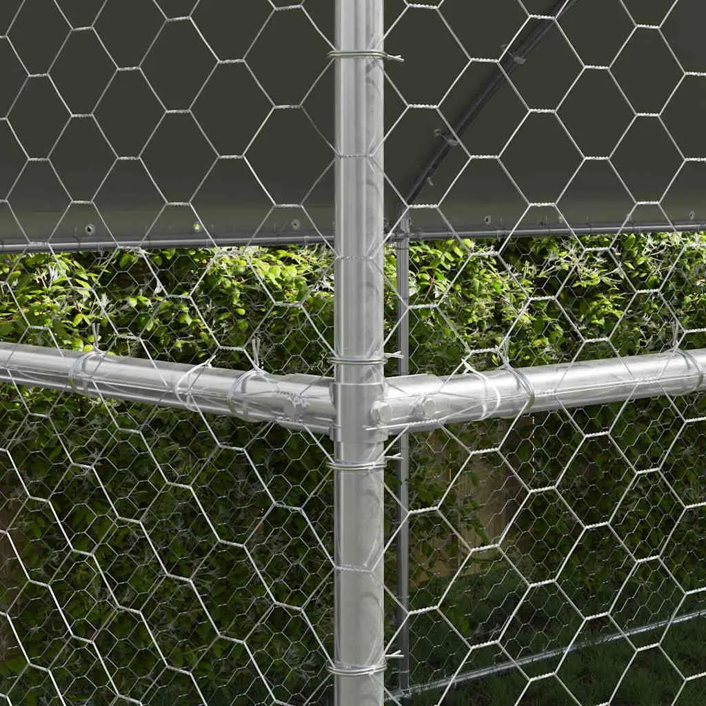 Dog Kennel 4 x 2 x 2 m Galvanised Steel Frame Outdoor Pet Run 2 Piece