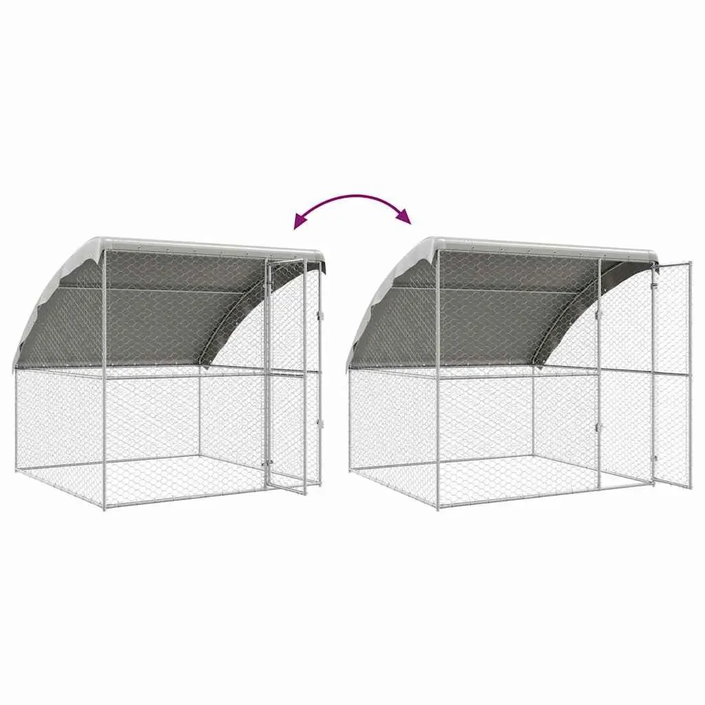 Dog Kennel 4 x 2 x 2 m Galvanised Steel Frame Outdoor Pet Run 2 Piece