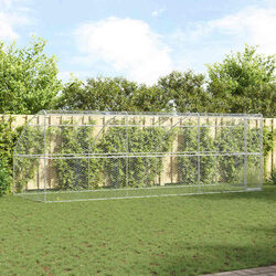 Dog Kennel 3pcs Silver 6 x 2 x 2m Outdoor Pet Run Enclosure Lockable Door Mesh