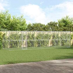 Outdoor Pet Enclosure - 4 Panels, Silver with Lockable Door