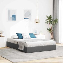 Modern Grey Fabric Storage Bed 137x190cm for Smart Living