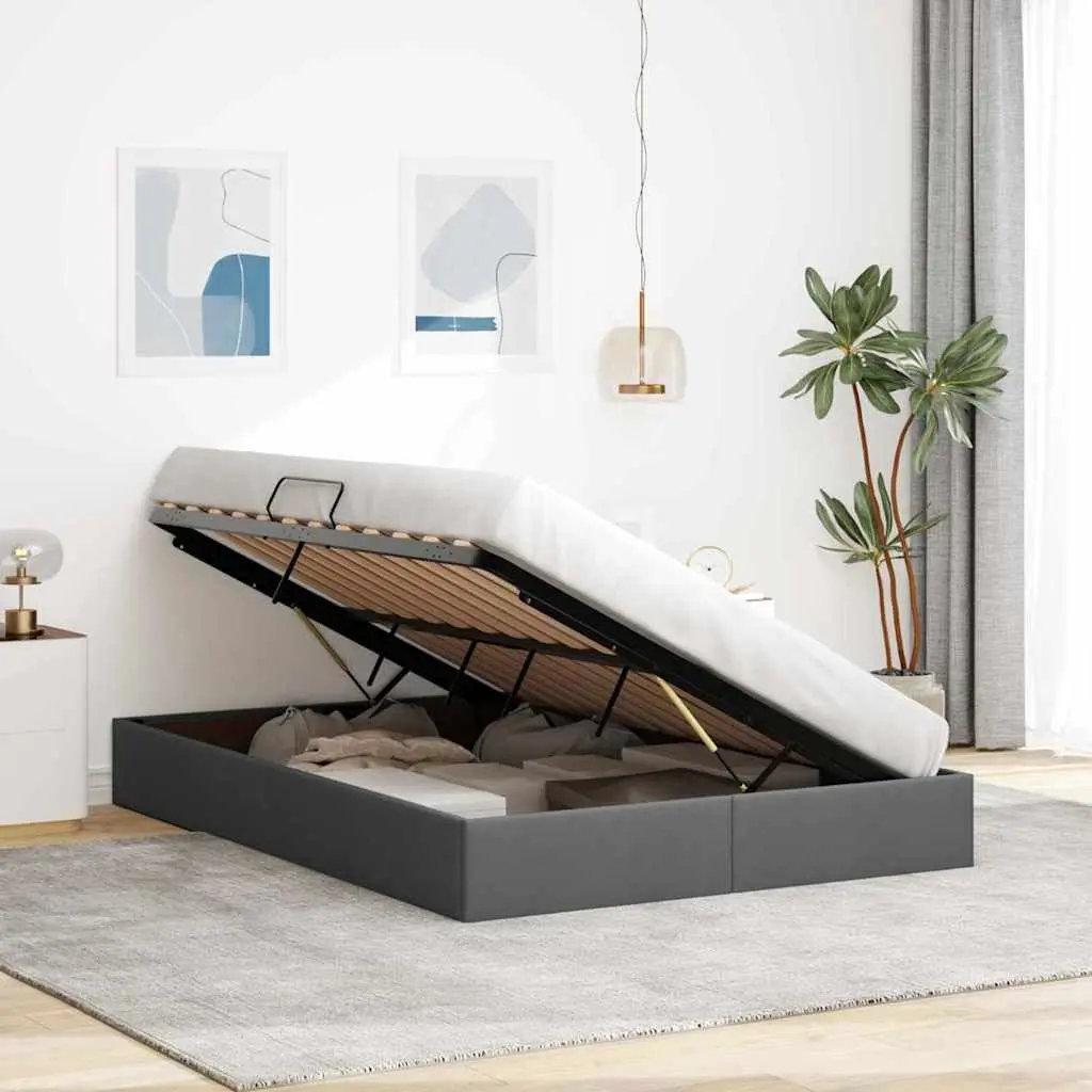 Storage Bed 153x203cm Hydraulic Lift Grey Modern Furniture Frame