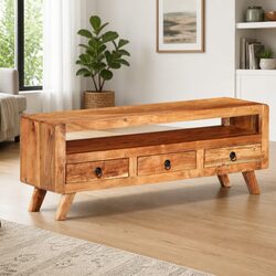 Enhance Your Space with a Brown Solid Acacia TV Cabinet