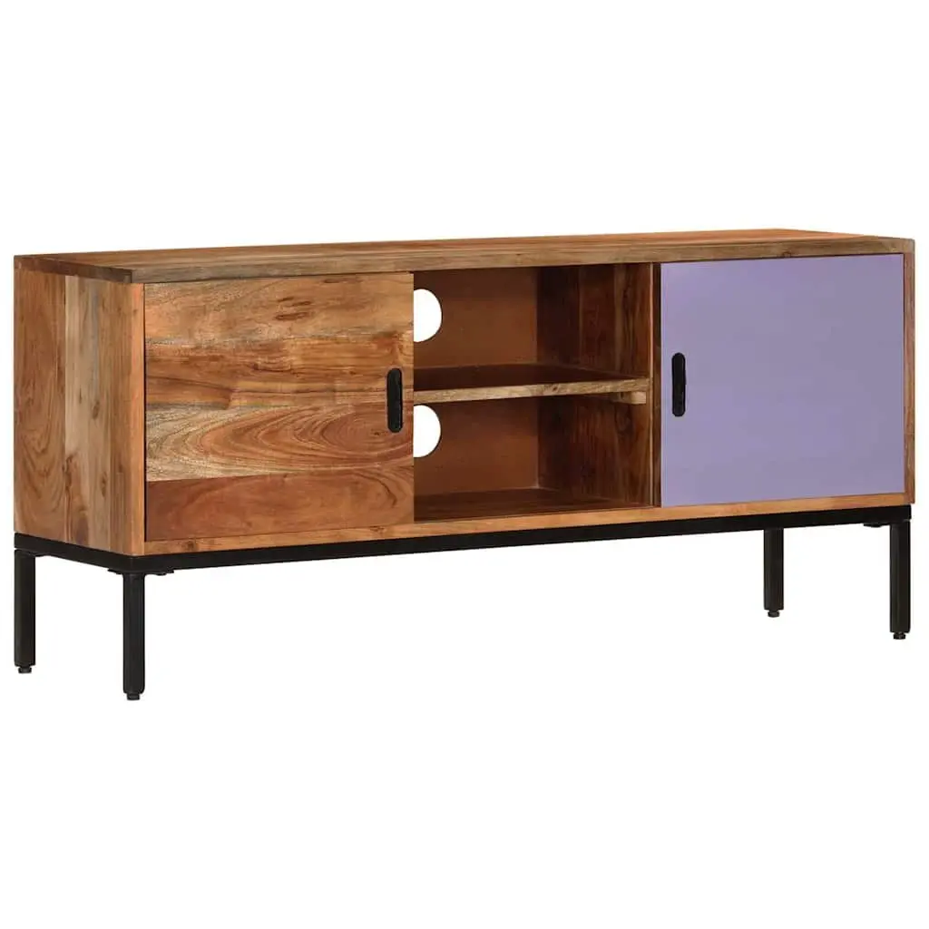 TV Cabinet 110x30x50 cm Solid Wood Honey Brown Grey Storage Unit
