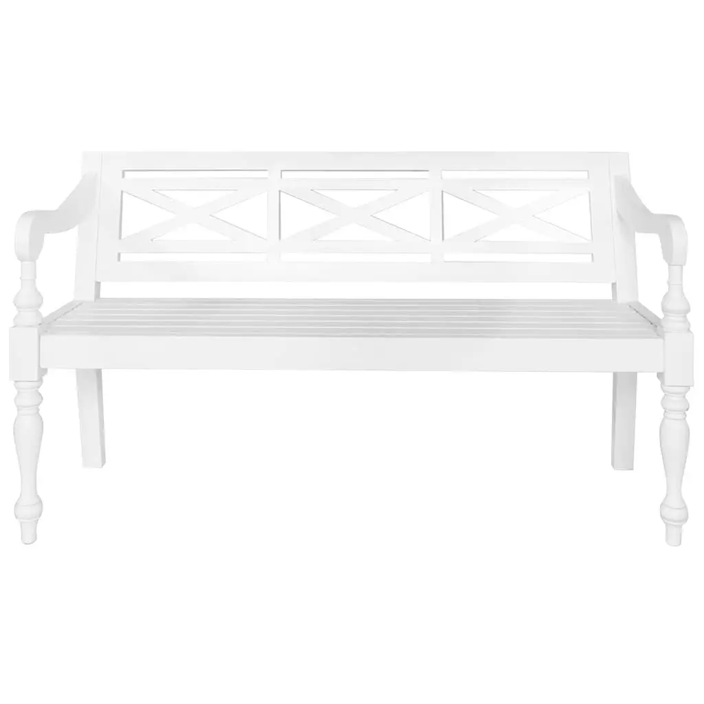 Storage Bench 123cm White Wooden Curved Armrests